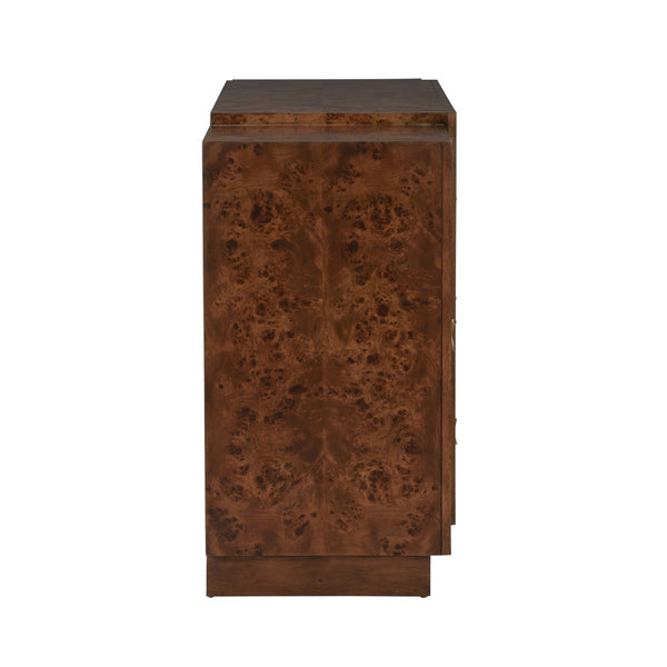 Wildwood Robinson Burl Veneer Cabinet With Drawers & Shelves — 64"W Transitional Storage Buffet For Home 490797