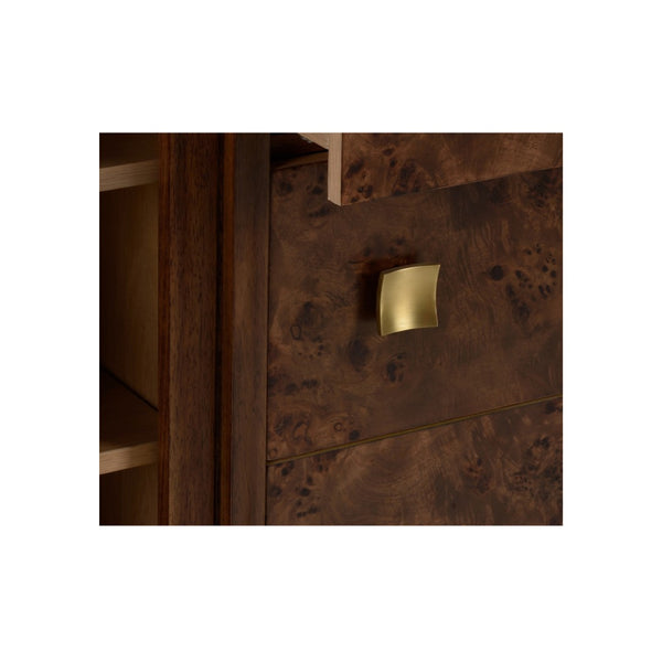 Wildwood Robinson Burl Veneer Cabinet With Drawers & Shelves — 64"W Transitional Storage Buffet For Home 490797