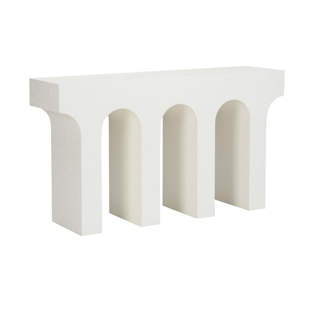 Wildwood Arcade Sculptural Console Table With White Gesso Finish, Arched Minimalist Design For Entryways 490798