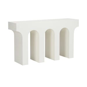 Wildwood Arcade Sculptural Console Table With White Gesso Finish, Arched Minimalist Design For Entryways 490798