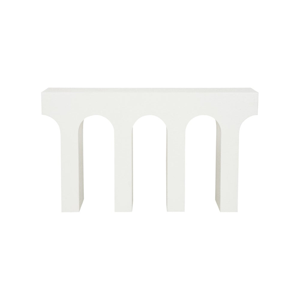 Wildwood Arcade Sculptural Console Table With White Gesso Finish, Arched Minimalist Design For Entryways 490798