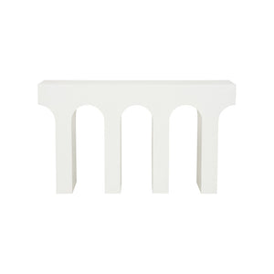 Wildwood Arcade Sculptural Console Table With White Gesso Finish, Arched Minimalist Design For Entryways 490798