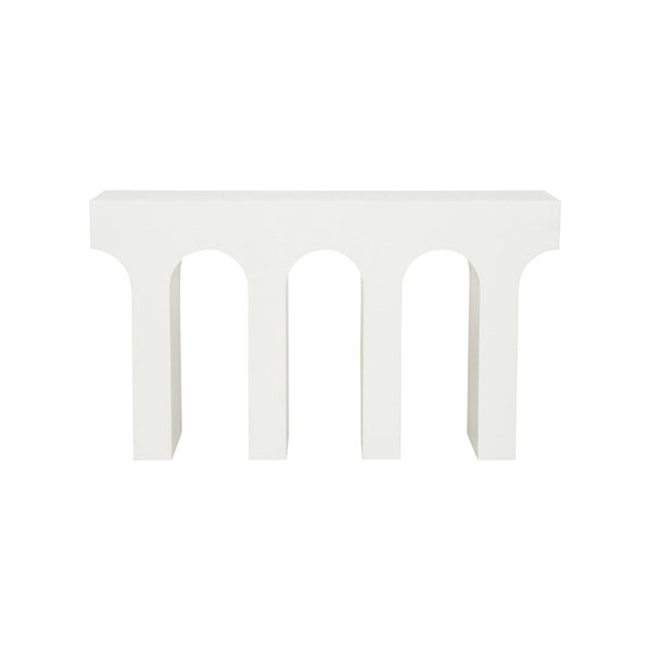 Wildwood Arcade Sculptural Console Table With White Gesso Finish, Arched Minimalist Design For Entryways 490798