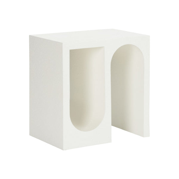 Wildwood Arcade Sculptural End Table With White Gesso Finish — Arch-Inspired Accent For Modern & Classic Homes 490799