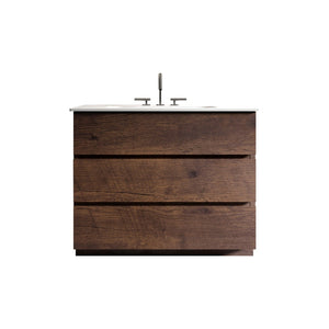 English Elm Tia 36" Walnut Bathroom Vanity With Large Storage, Soft-Close Drawers, And Stylish White Sink Basin W1865S00074-GIGA