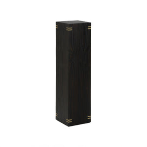 Wildwood Shou Shougi Ban Pedestal With Charred Pine, Honed Marble Top And Antique Brass Accents For Display Elegance 40h x 10w x 10d 490800