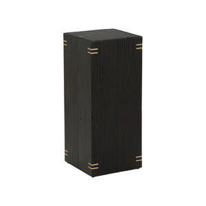 Wildwood Shou Shougi Ban Pedestal With Charred Pine, Honed Marble Top And Antique Brass Accents For Display Elegance 28h x 12w x 12d 490801