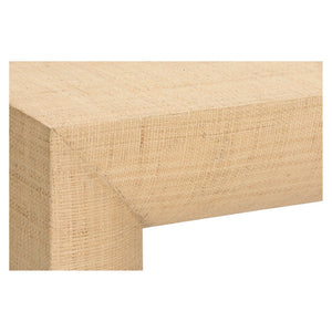 Wildwood Kamo Raffia Console Table With Brass Base — Parsons-Inspired Entryway Table For Coastal & Modern Styles 490802