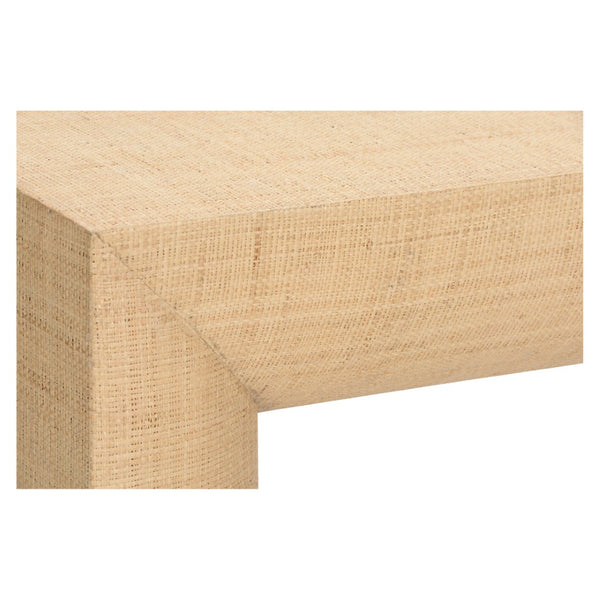 Wildwood Kamo Raffia Console Table With Brass Base — Parsons-Inspired Entryway Table For Coastal & Modern Styles 490802