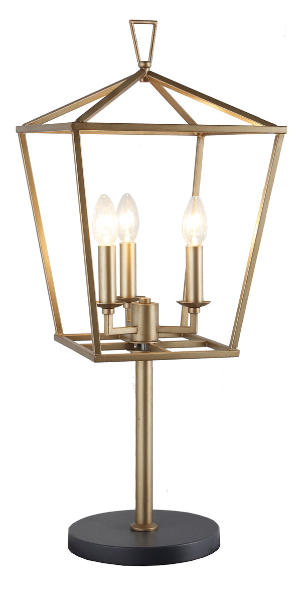 Homeroots 30" Black Iron Three Light Bedside Table Lamp   490802