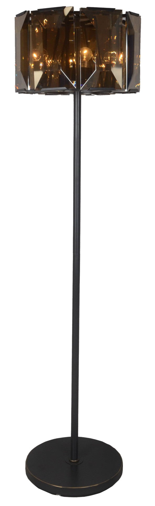 HomeRoots 68" Elegant Dark Bronze Floor Lamp with Amber Beveled Glass Shade for Warm Ambient Lighting 490805