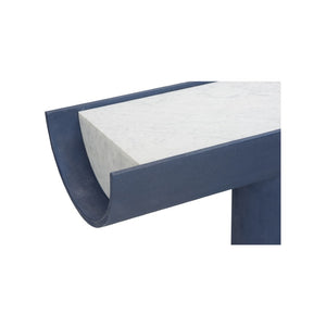 Wildwood Royal Capsule Console: Floating Faux Shagreen And Carrara Marble Media Console For Large Open Plans 490806