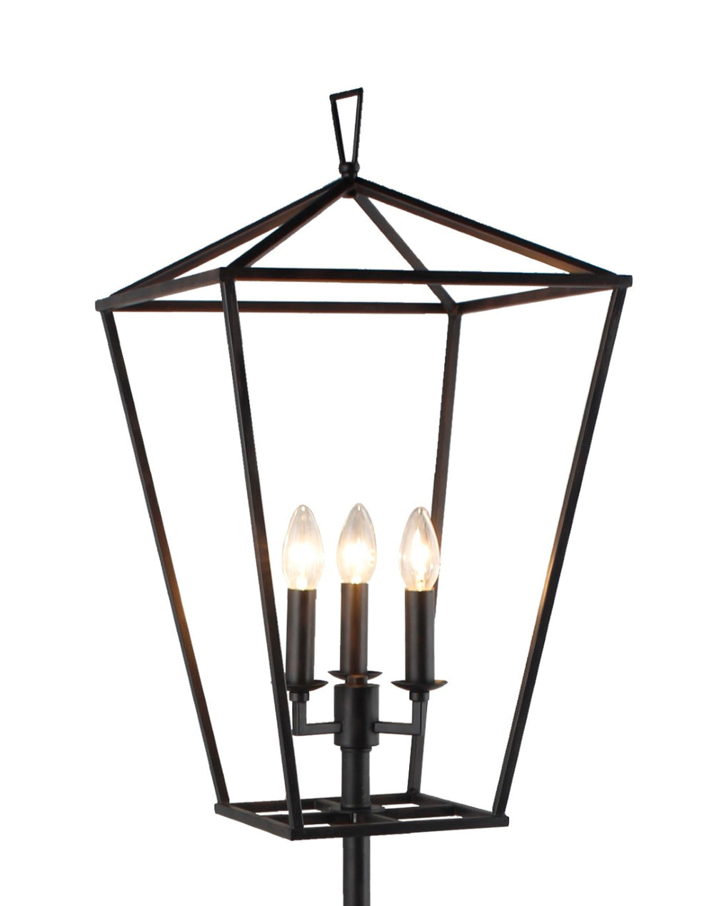 HomeRoots 64" Modern Three-Light Floor Lamp with Geometric Shade - Stylish Black Metal Design for Any Room 490806