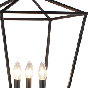 HomeRoots 64" Modern Three-Light Floor Lamp with Geometric Shade - Stylish Black Metal Design for Any Room 490806