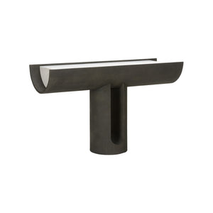 Wildwood Iron Ore Capsule Console With Honed Carrara Marble Top And Faux Shagreen Finish — Sculptural 360° Statement 490807