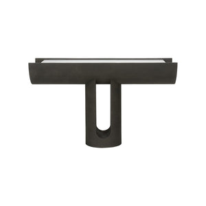 Wildwood Iron Ore Capsule Console With Honed Carrara Marble Top And Faux Shagreen Finish — Sculptural 360° Statement 490807