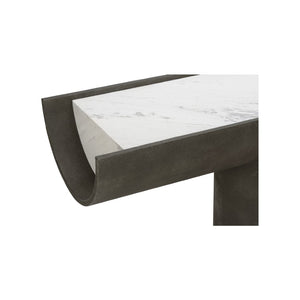 Wildwood Iron Ore Capsule Console With Honed Carrara Marble Top And Faux Shagreen Finish — Sculptural 360° Statement 490807