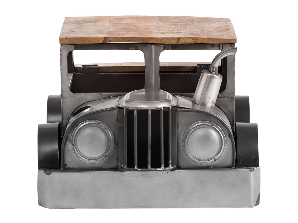 Homeroots 42" Grey And Brown Vintage Style Truck Solid Wood And Metal Coffee Table   490809