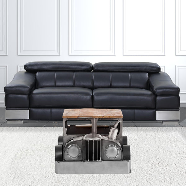 Homeroots 42" Grey And Brown Vintage Style Truck Solid Wood And Metal Coffee Table   490809