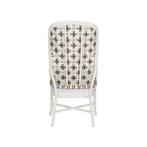 Wildwood Bianco Diamond-Weave Wingback Arm Chair — White Rattan Frame, Indoor & Covered Patio Statement Seat 490810
