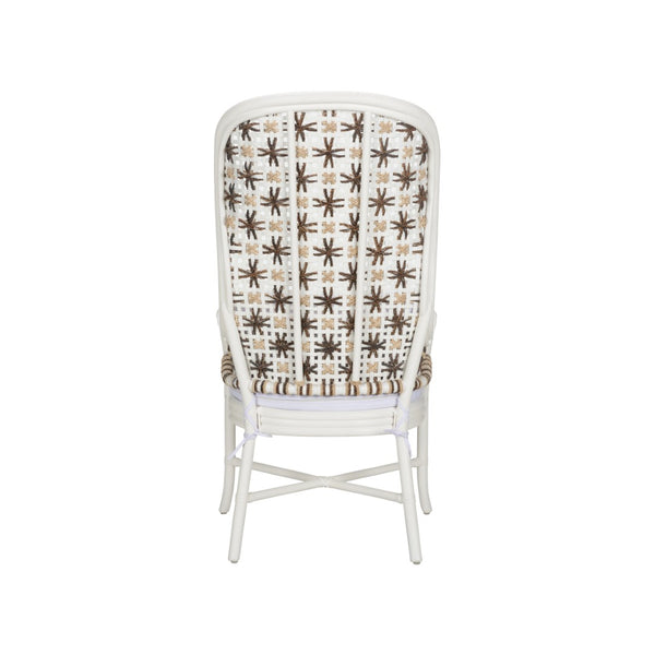 Wildwood Bianco Diamond-Weave Wingback Arm Chair — White Rattan Frame, Indoor & Covered Patio Statement Seat 490810