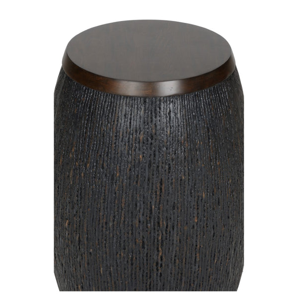 Wildwood Dracus Coco Twig Drinks Table — Drum-Shaped Accent With Rich Dark Finish, Walnut Accents, Compact Elegance 490813