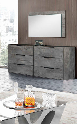 Homeroots 61" Grey Faux Marble Solid Manufactured Wood Six Drawer Double Dresser  Solid And Manufactured Wood 490814