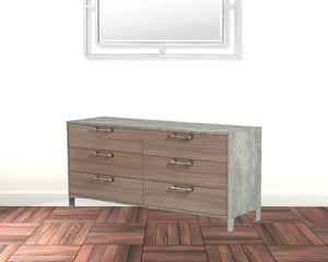 Homeroots 64" Brown Oak Grey Solid And Manufactured Wood Six Drawer Dresser  Solid And Manufactured Wood 490815