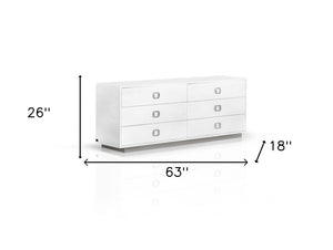 Homeroots 63" White Solid And Manufactured Wood Six Drawer Dresser  Solid And Manufactured Wood 490817
