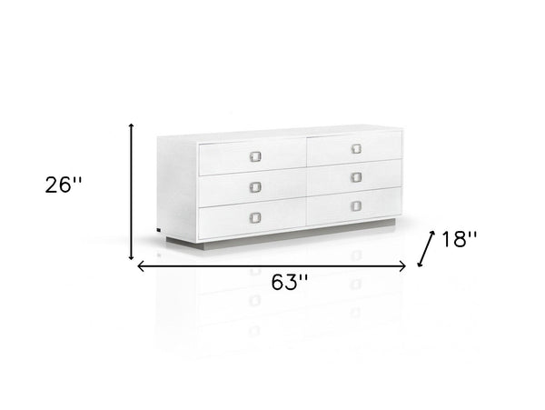 Homeroots 63" White Solid And Manufactured Wood Six Drawer Dresser  Solid And Manufactured Wood 490817