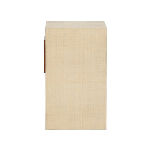 Wildwood Book Nook Table With Raffia Accents — Warm Walnut End Table, Compact Shelf For Books & Tea (22"H) 490820