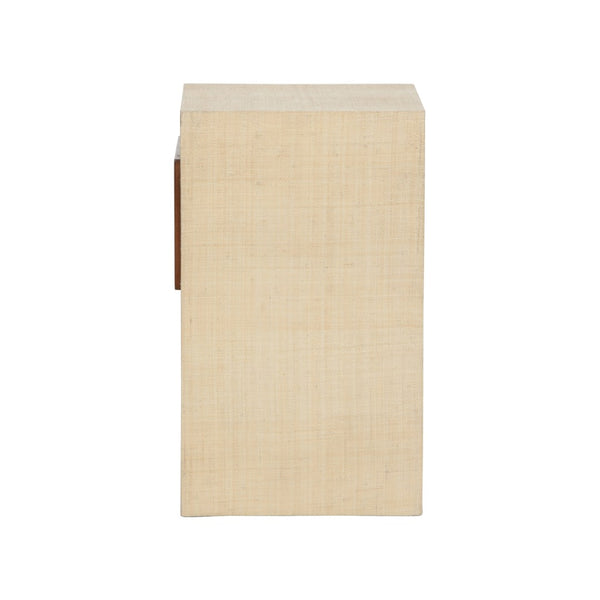 Wildwood Book Nook Table With Raffia Accents — Warm Walnut End Table, Compact Shelf For Books & Tea (22"H) 490820