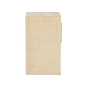 Wildwood Book Nook Table With Raffia Accents — Warm Walnut End Table, Compact Shelf For Books & Tea (22"H) 490820