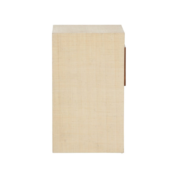 Wildwood Book Nook Table With Raffia Accents — Warm Walnut End Table, Compact Shelf For Books & Tea (22"H) 490820