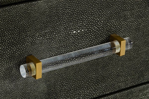 Homeroots 63" Grey Shagreen Faux Leather And Gold Six Drawer Double Dresser  Solid And Manufactured Wood 490820