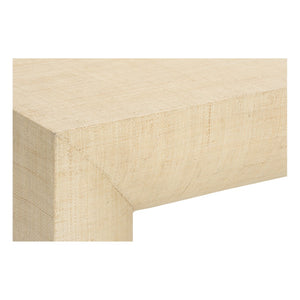 Wildwood Stella Raffia Console Table With Rounded Parsons Silhouette, Polished Nickel Base, 48"W Stylish Entryway 490821