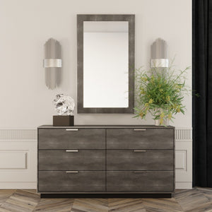 Homeroots 59" Grey Solid And Manufactured Wood Six Drawer Double Dresser  Solid And Manufactured Wood 490821