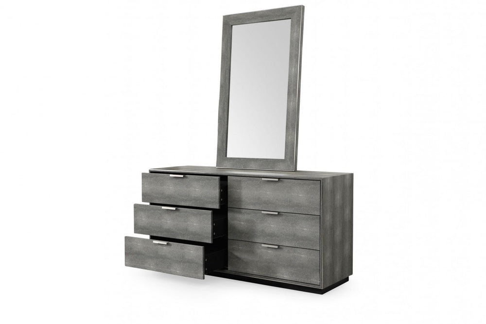 Homeroots 59" Grey Solid And Manufactured Wood Six Drawer Double Dresser  Solid And Manufactured Wood 490821