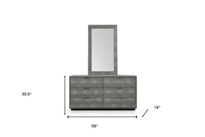 Homeroots 59" Grey Solid And Manufactured Wood Six Drawer Double Dresser  Solid And Manufactured Wood 490821