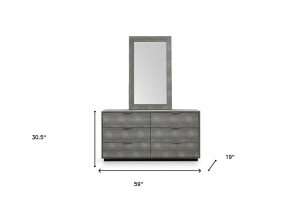 Homeroots 59" Grey Solid And Manufactured Wood Six Drawer Double Dresser  Solid And Manufactured Wood 490821