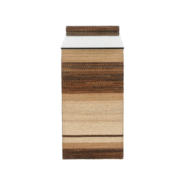 Wildwood Calusa Sculptural Curve Console Table With Dyed Abaca Rope Base And Suspended Tempered Glass Top 490822