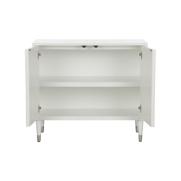 Wildwood Huli Whitewash Cane Cabinet With Arched Reeded Front, Touch-Latch Doors & Adjustable Shelf 490823