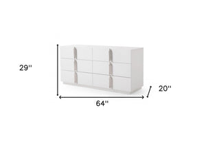 Homeroots 64" White Solid And Manufactured Wood Six Drawer Double Dresser  Solid And Manufactured Wood 490824