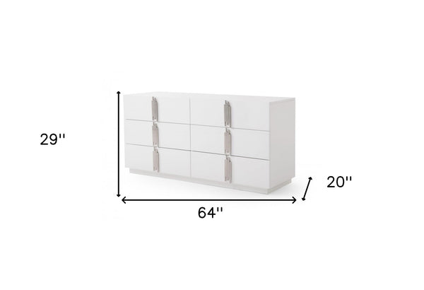 Homeroots 64" White Solid And Manufactured Wood Six Drawer Double Dresser  Solid And Manufactured Wood 490824