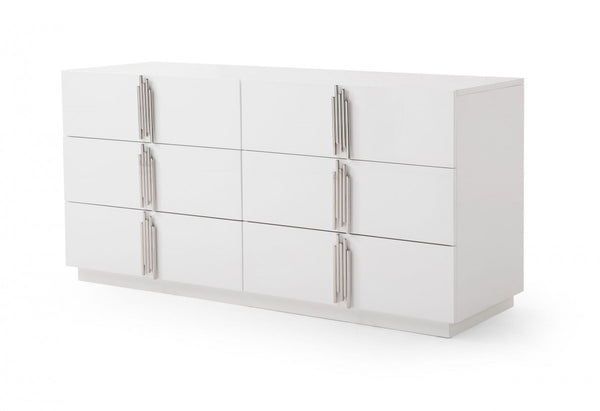 Homeroots 64" White Solid And Manufactured Wood Six Drawer Double Dresser  Solid And Manufactured Wood 490824