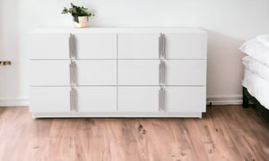 Homeroots 64" White Solid And Manufactured Wood Six Drawer Double Dresser  Solid And Manufactured Wood 490824