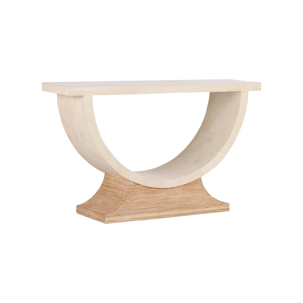 Wildwood Pensacola Sculpted Agate Console Table With Whitewashed Cane Base — Coastal Accent, Versatile Use 490825