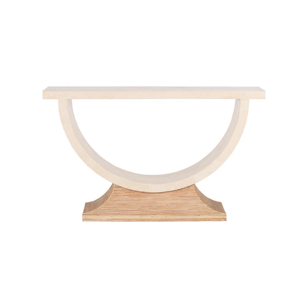 Wildwood Pensacola Sculpted Agate Console Table With Whitewashed Cane Base — Coastal Accent, Versatile Use 490825