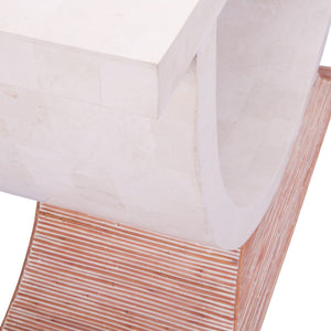 Wildwood Pensacola Sculpted Agate Console Table With Whitewashed Cane Base — Coastal Accent, Versatile Use 490825