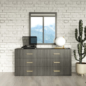 Homeroots 63" Dark Grey Solid And Manufactured Wood Six Drawer Dresser  Solid And Manufactured Wood 490825